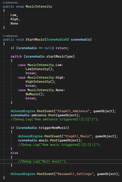 Start Music function in Music Manager C# Script